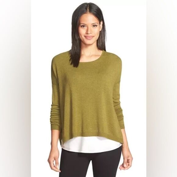 Eileen Fisher Torma Bateau Neck Box Slouchy Sweater Top in Gray Size Medium - Picture 7 of 9